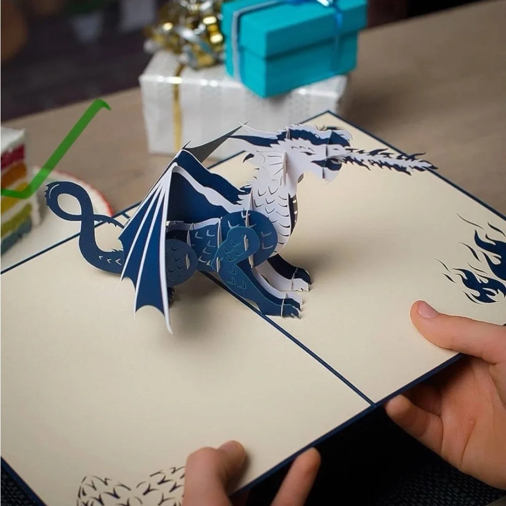 Dragon Pop Up Card by DEVINE In Blue | 3D Cards Pop Up Birthday Card Boys Kids
